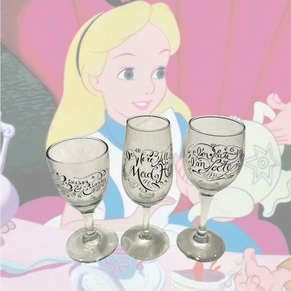 Alice in Wonderland Stemmed Wine Shot Glasses, Set of 3, Disney